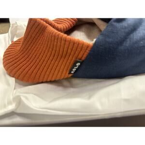 Kolo Aberdeen Waxed Canvas House Shoe in Orange/Navy Sherpa Lining Suede Sole XL